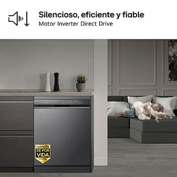 LG Outlet Lavavajillas LG QuadWashTM Steam, Acero negro grafito antihuellas, B, con lavado a vapor y tercera bandeja, DF365FMS.OUTLET