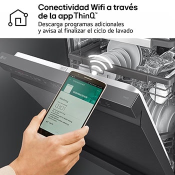 LG Outlet Lavavajillas LG QuadWashTM Steam, Acero negro grafito antihuellas, B, con lavado a vapor y tercera bandeja, DF365FMS.OUTLET
