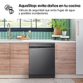 LG Outlet Lavavajillas LG QuadWashTM Steam, Acero negro grafito antihuellas, B, con lavado a vapor y tercera bandeja, DF365FMS.OUTLET