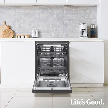 LG Outlet Lavavajillas LG QuadWashTM Steam, Acero negro grafito antihuellas, B, con lavado a vapor y tercera bandeja, DF365FMS.OUTLET