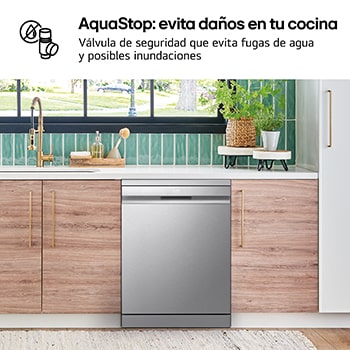 LG Lavavajillas LG QuadWashᵀᴹ Steam, Inox antihuellas, Un 10% más eficiente que A, con lavado a vapor y tercera bandeja, DF587HVS