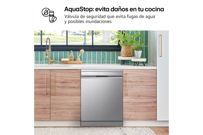 LG Lavavajillas LG QuadWashᵀᴹ Steam, Inox antihuellas, Un 10% más eficiente que A, con lavado a vapor y tercera bandeja, DF587HVS