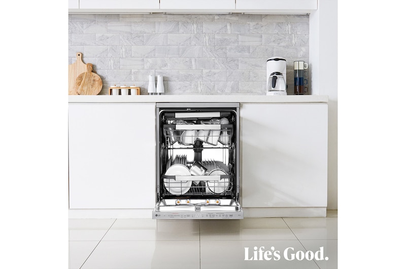 LG Lavavajillas LG QuadWashᵀᴹ Steam, Inox antihuellas, Un 10% más eficiente que A, con lavado a vapor y tercera bandeja, DF587HVS