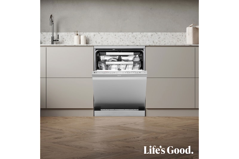 LG Lavavajillas LG QuadWashᵀᴹ Steam, Inox antihuellas, Un 10% más eficiente que A, con lavado a vapor y tercera bandeja, DF587HVS
