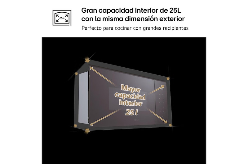LG Microondas Grill Integración 25 L . 900W Interior de acero inoxidable, MGBZ2593F