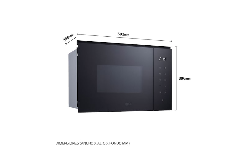 LG Microondas Grill Integración 25 L . 900W Interior de acero inoxidable, MGBZ2593F