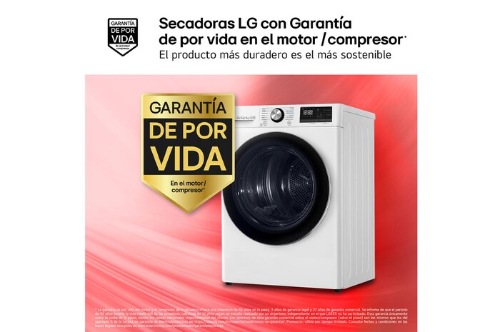 LG Secadora 8kg, C, con Bomba de calor Dual Inverter, Blanca, Serie 900, RC80V9AV2W