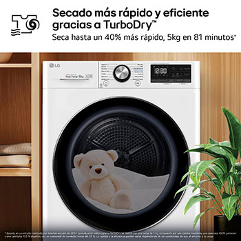 LG Secadora 8kg, C, con Bomba de calor Dual Inverter, Blanca, Serie 900, RC80V9AV2W