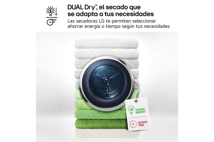 LG Secadora 8kg, C, con Bomba de calor Dual Inverter, Blanca, Serie 900, RC80V9AV2W
