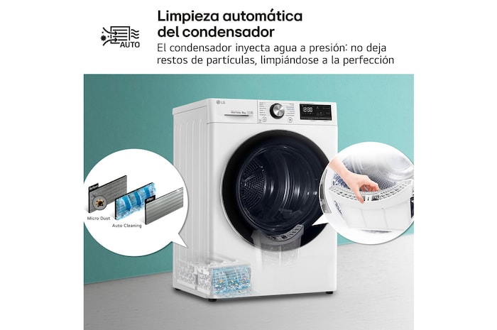 LG Secadora 8kg, C, con Bomba de calor Dual Inverter, Blanca, Serie 900, RC80V9AV2W
