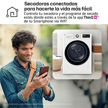 LG Secadora 8kg, C, con Bomba de calor Dual Inverter, Blanca, Serie 900, RC80V9AV2W