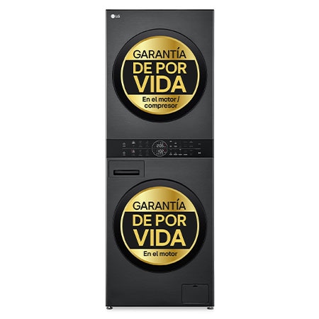 Torre de lavado y secado | LG WT1210BBF, Direct Drive con inteligencia artificial, Bomba de calor Dual Inverter, 12kg lavado, 10kg secado, 1400rpm, clasificación A-10/C - WT1210BBF.APBQQES