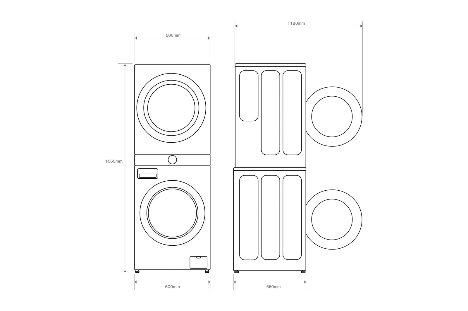 LG Torre de lavado y secado | LG WT1210BBF, Direct Drive con inteligencia artificial, Bomba de calor Dual Inverter, 12kg lavado, 10kg secado, 1400rpm, clasificación A-10/C, WT1210BBF