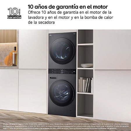 LG Outlet Washtower: torre de lavado y secado "Todo en 1". 12kg (lavado)/10kg (secado), 10% más eficiente que A (lavado)/A+++ (secado)., WT1210BBF.OUTLET