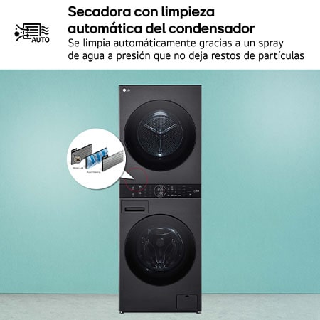 LG Outlet Washtower: torre de lavado y secado "Todo en 1". 12kg (lavado)/10kg (secado), 10% más eficiente que A (lavado)/A+++ (secado)., WT1210BBF.OUTLET