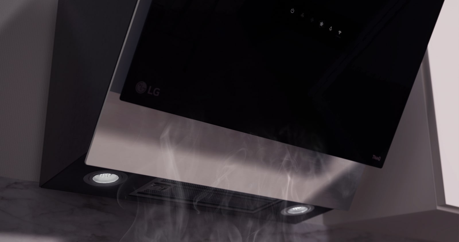 Imagen que muestra el humo siendo succionado por la campana