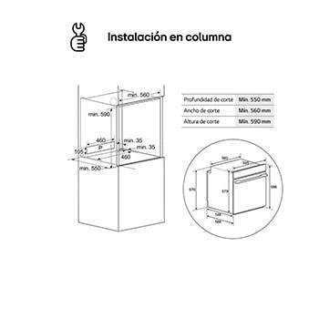 LG Horno | LG WS5D5210S.OBSPTO 72 L, Clasificación A, Convección,  Acero, WS5D5210S.OBSPTO