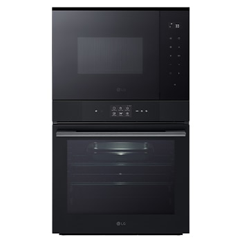 Vista frontal de Conjunto de horno y microondas Black Glass Edition WSMG7625MF.SET