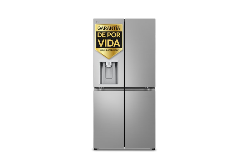 Vista frontal de Frigorífico American Combi | LG GML861PYPE, Ancho especial sin toma de agua, Clasificación E, 506L, Inox Antihuellas