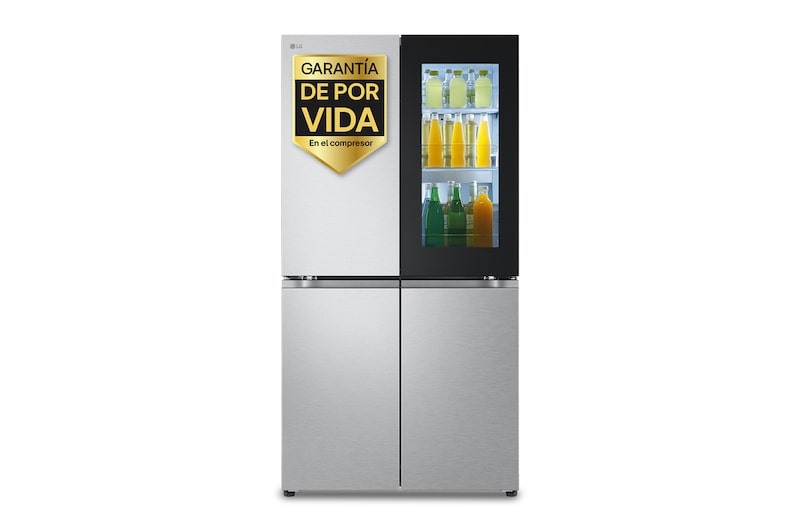 Vista frontal de Frigorífico American Combi | LG GMV960MBDE, Clasificación E, 666 L, Acero texturizado antihuellas