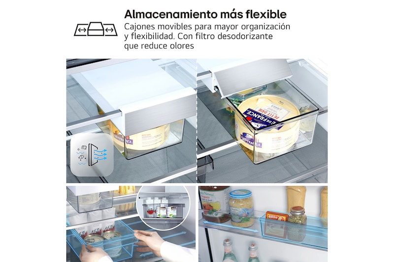 Frigorífico Combi | LG GBBS727BMB DoorCooling+,  2,03m, capacidad de 375l, Serie 700, Clasificación B, acero texturizado antihuellas
