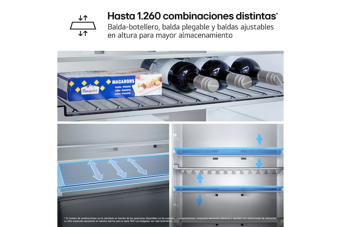 Frigorífico Combi | LG GBBS727BMB DoorCooling+, 2,03m, capacidad de 375l, Serie 700, Clasificación B, acero texturizado antihuellas