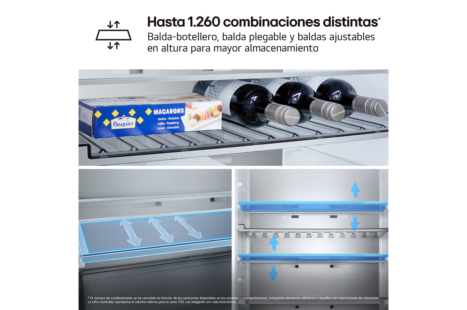 Frigorífico Combi | LG GBBS727BMB DoorCooling+,  2,03m, capacidad de 375l, Serie 700, Clasificación B, acero texturizado antihuellas