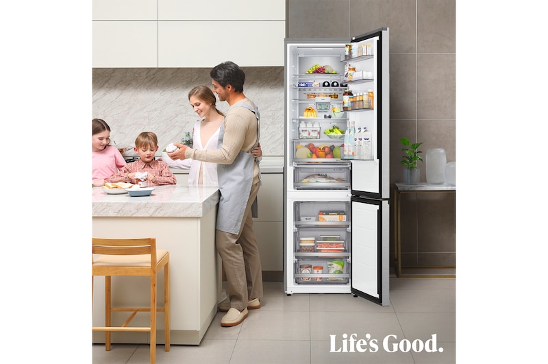 Frigorífico Combi | LG GBBS727BMB DoorCooling+,  2,03m, capacidad de 375l, Serie 700, Clasificación B, acero texturizado antihuellas