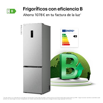 Frigorífico Combi | LG GBBS727BMB DoorCooling+,  2,03m, capacidad de 375l, Serie 700, Clasificación B, acero texturizado antihuellas