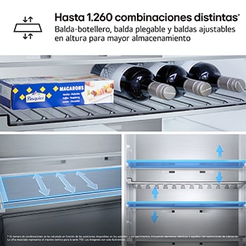 Frigorífico Combi | LG GBBS727BMB DoorCooling+,  2,03m, capacidad de 375l, Serie 700, Clasificación B, acero texturizado antihuellas
