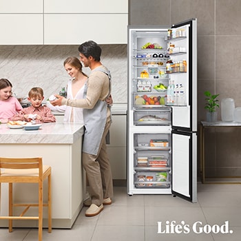 Frigorífico Combi | LG GBBS727BMB DoorCooling+,  2,03m, capacidad de 375l, Serie 700, Clasificación B, acero texturizado antihuellas