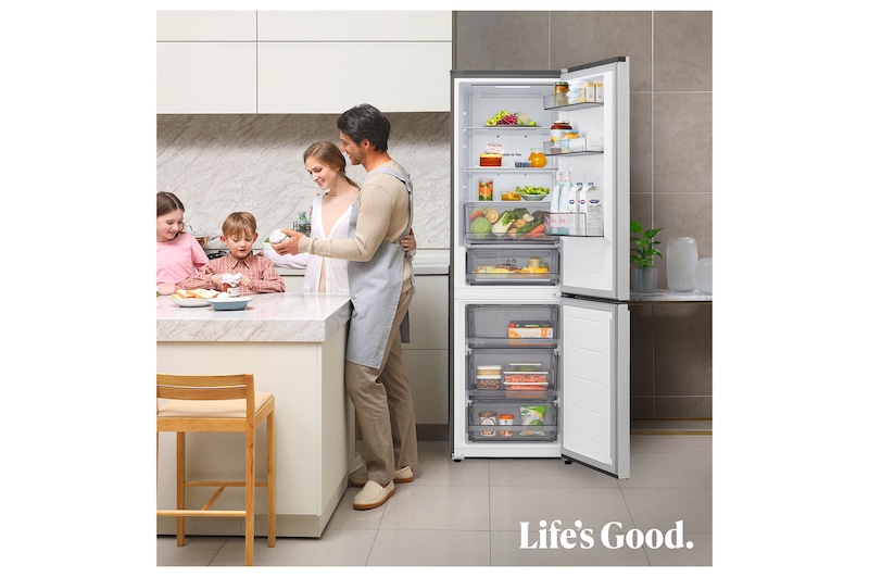LG Outlet Frigorífico Combi | LG DoorCooling+,  1.86m de 333l, Serie 200, Clasificación D, Inox antihuellas, GBBSJ10DPY.OUTLET