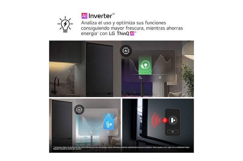 Inteligencia artificial diseñada desde el interior para conseguir una mayor frescura mientras ahorras energía con LG ThinQ™