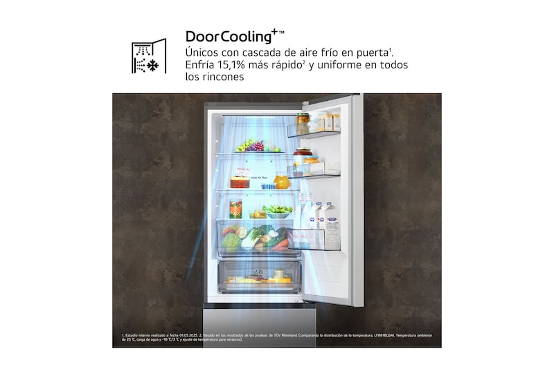LG Outlet Frigorífico Combi | LG DoorCooling+,  1.86m de 333l, Serie 200, Clasificación D, Inox antihuellas, GBBSJ10DPY.OUTLET
