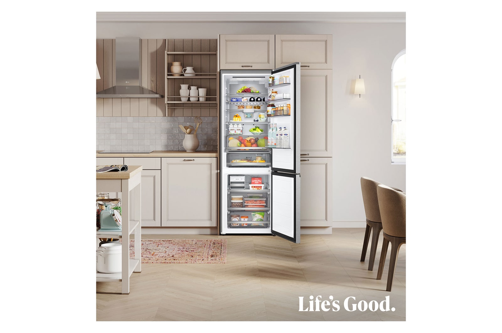LG Frigorífico Combi | LG GBBW726CMB DoorCooling+,  2,03m, capacidad de 465l, Serie 700, Clasificación C,acero texturizado antihuellas, GBBW726CMB