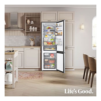 LG Frigorífico Combi | LG GBBW726CMB DoorCooling+,  2,03m, capacidad de 465l, Serie 700, Clasificación C,acero texturizado antihuellas, GBBW726CMB