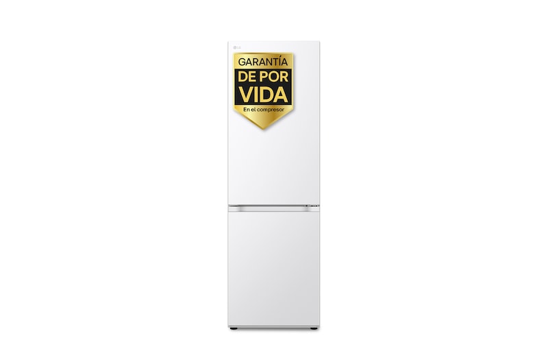 Vista frontal de Frigorífico Combi | LG GBV3100ASW, Door Cooling+, 1,86m, capacidad de 374 L, Serie 300, Clasificación A, Blanco