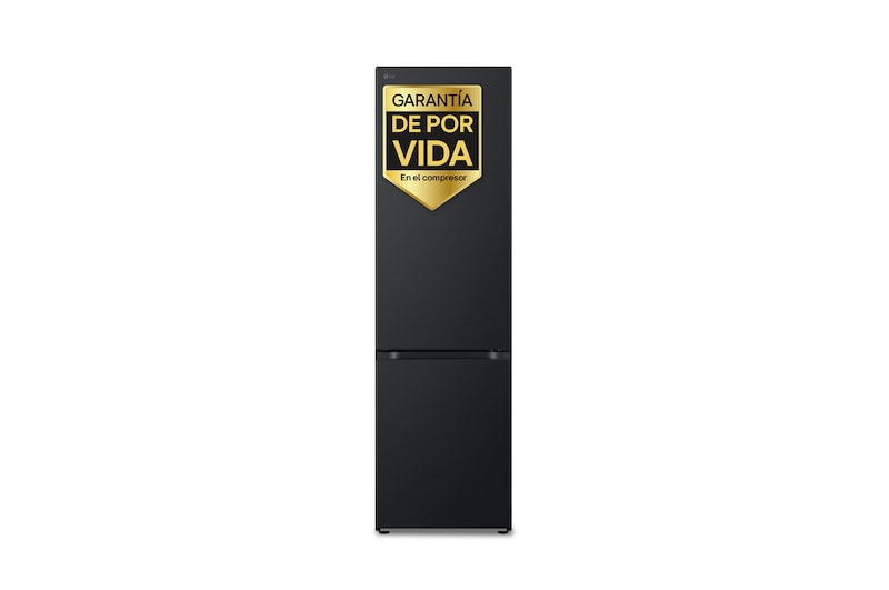 Vista frontal de Frigorífico Combi |  LG GBV3200CEP DoorCooling+, 2,03m, capacidad de 419l, Serie 300, Clasificación C, Acero Negro Mate