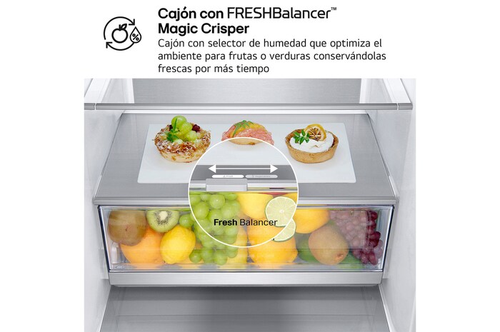 Frigorífico Combi Door Cooling+, 1,86m, Clasificación D, capacidad de 374l, inox antihuellas. Serie 700