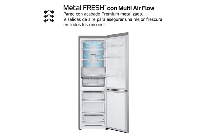 Frigorífico Combi Door Cooling+, 1,86m, Clasificación D, capacidad de 374l, inox antihuellas. Serie 700