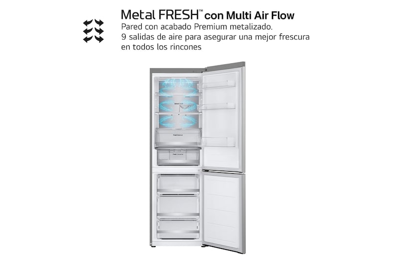 Frigorífico Combi Door Cooling+, 1,86m, Clasificación D, capacidad de 374l, inox antihuellas. Serie 700