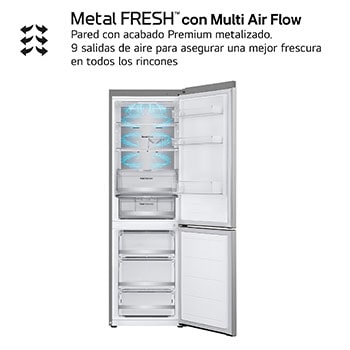 Frigorífico Combi Door Cooling+, 1,86m, Clasificación D, capacidad de 374l, inox antihuellas. Serie 700