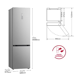 LG Frigorífico Combi | LG GBV7270EPY, Door Cooling+, 2,03m ,capacidad de  419 L, Serie 700, Clasificación C, Acero negro grafito antihuellas, GBV7270EPY