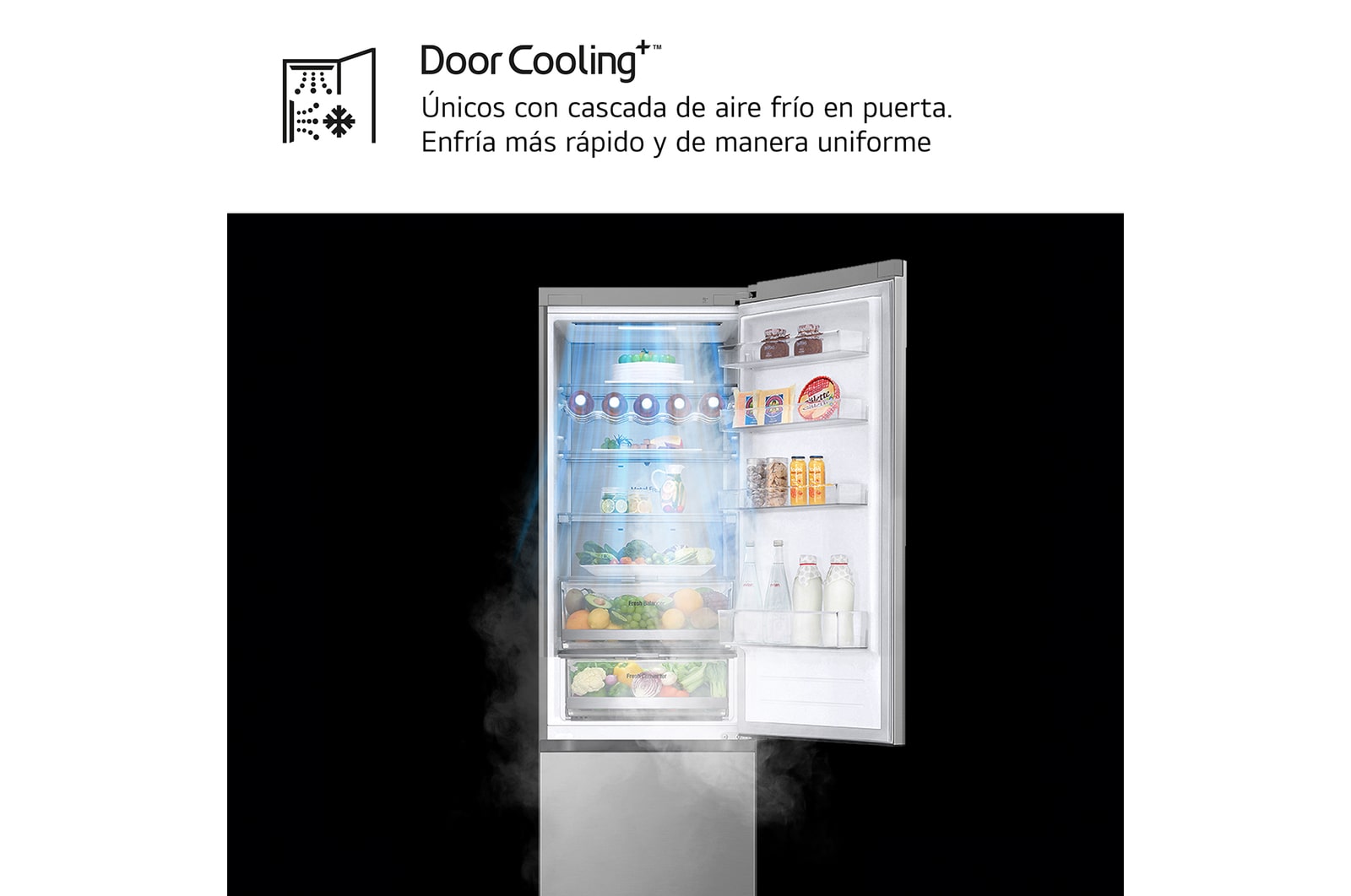 LG Frigorífico Combi | LG GBV7270EPY, Door Cooling+, 2,03m ,capacidad de  419 L, Serie 700, Clasificación C, Acero negro grafito antihuellas, GBV7270EPY
