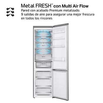 LG Frigorífico Combi | LG GBV7270EPY, Door Cooling+, 2,03m ,capacidad de  419 L, Serie 700, Clasificación C, Acero negro grafito antihuellas, GBV7270EPY