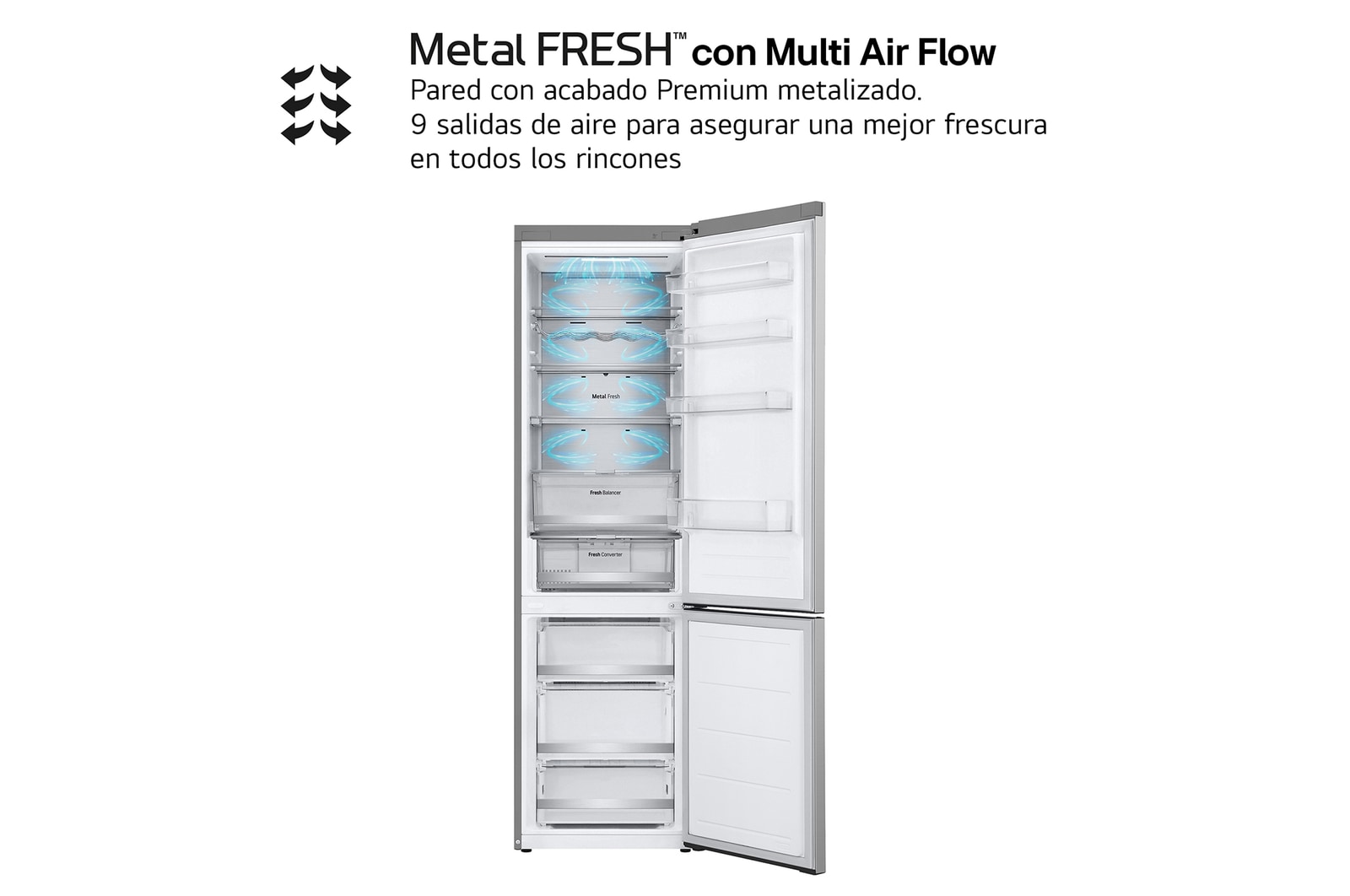 LG Frigorífico Combi | LG GBV7270EPY, Door Cooling+, 2,03m ,capacidad de  419 L, Serie 700, Clasificación C, Acero negro grafito antihuellas, GBV7270EPY