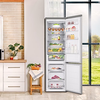 LG Frigorífico Combi | LG GBV7270EPY, Door Cooling+, 2,03m ,capacidad de  419 L, Serie 700, Clasificación C, Acero negro grafito antihuellas, GBV7270EPY