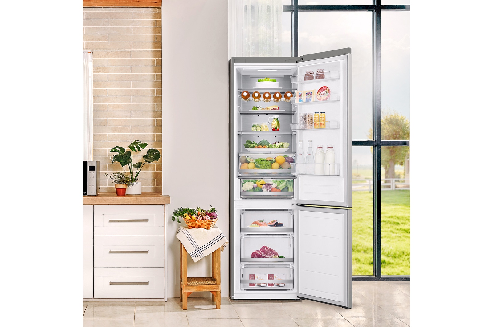 LG Frigorífico Combi | LG GBV7270EPY, Door Cooling+, 2,03m ,capacidad de  419 L, Serie 700, Clasificación C, Acero negro grafito antihuellas, GBV7270EPY