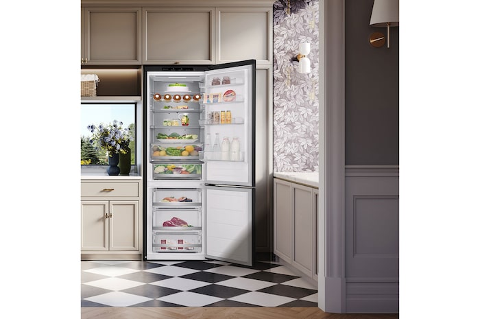 Front door open with food