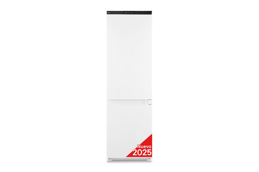 Front view of 233L Built-in Bottom Freezer White with Total no frost and Fresh vegetable drawer.